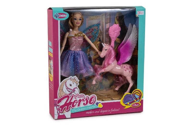 MUÑECA CON UNICORNIO Y PEINE CAJA