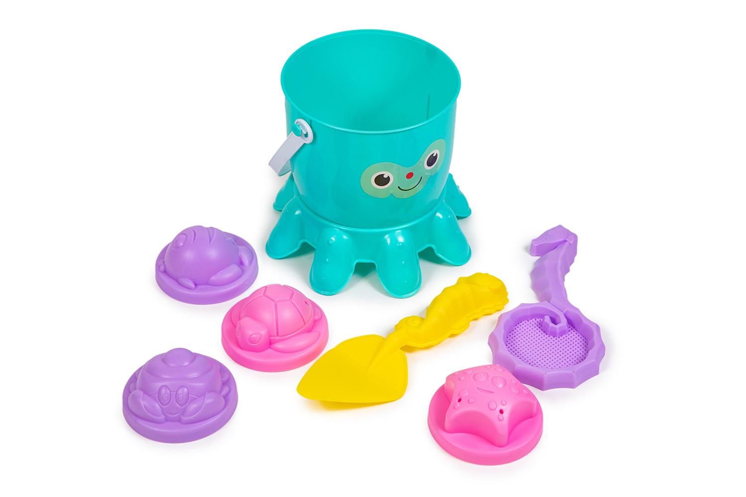 CUBO PLAYA PULPO CON ACCESORIOS RED