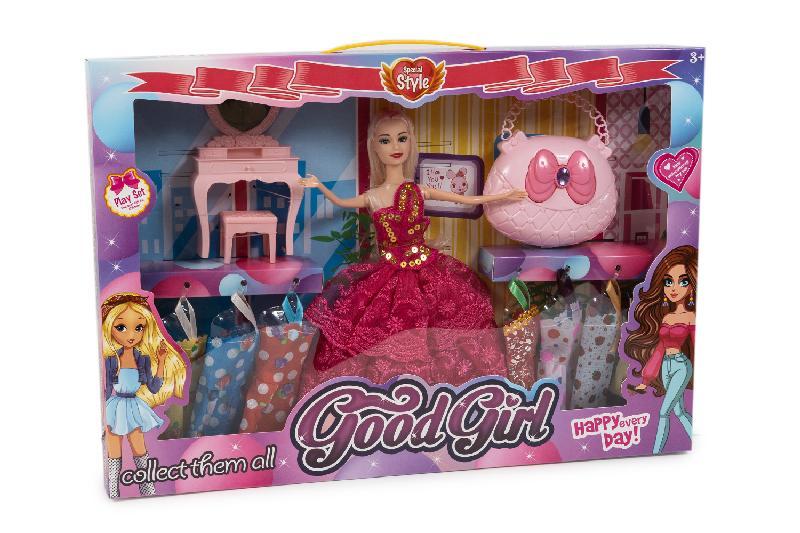 MUÑECA VESTIDO GALA BOLSO+8 VESTIDOS