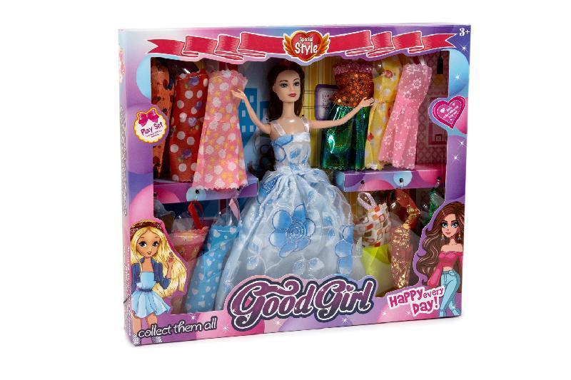 MUÑECA VESTIDO GALA+12 VESTIDOS CAJA