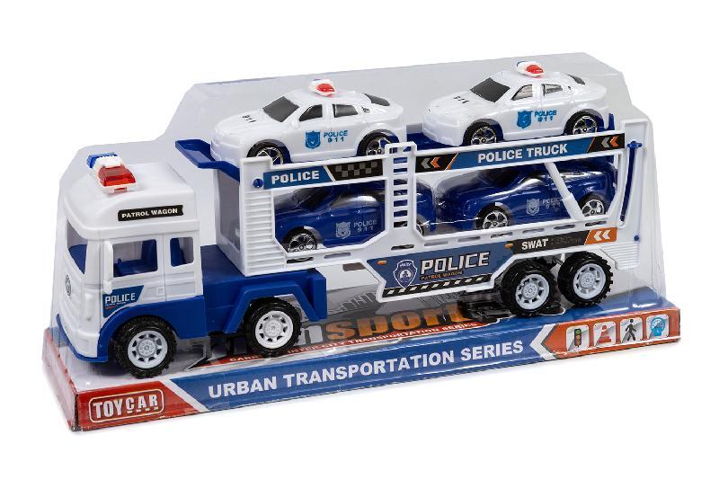 CAMION TRAILER POLICIA+4 COCHES BURBUJA
