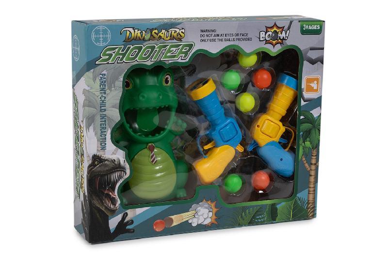 PISTOLAS 2 LANZA BOLAS  DINOSAURIO  CAJA