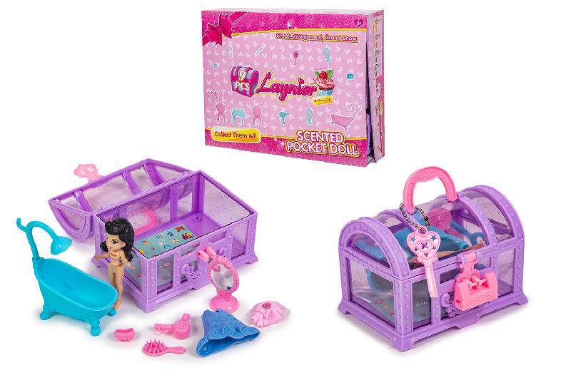 MUÑECA PEQUEÑA ACCESORIOS COFRE EXP.9