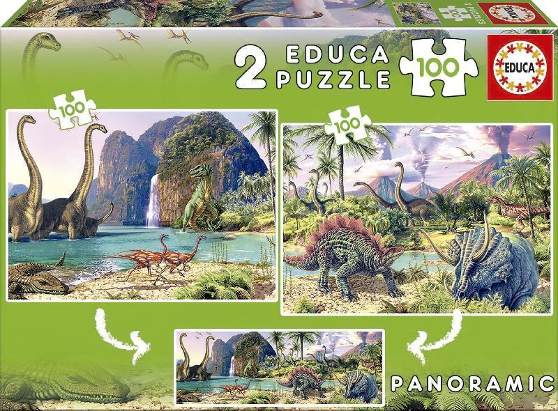 PUZLE EDUCA 2x100 DINO WORLD