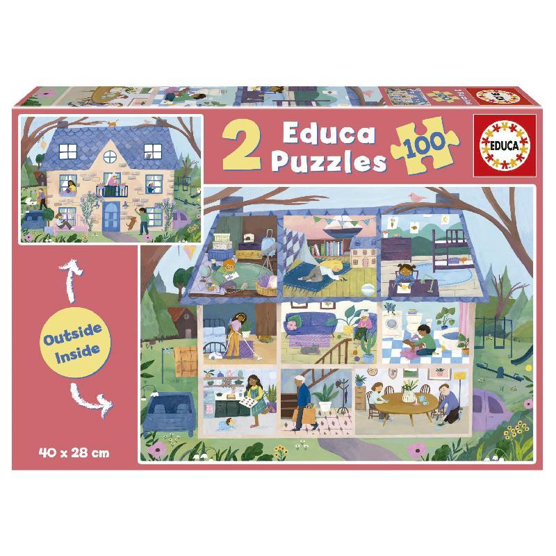 PUZLE EDUCA 2X100 CASA OUTSIDE/INSIDE