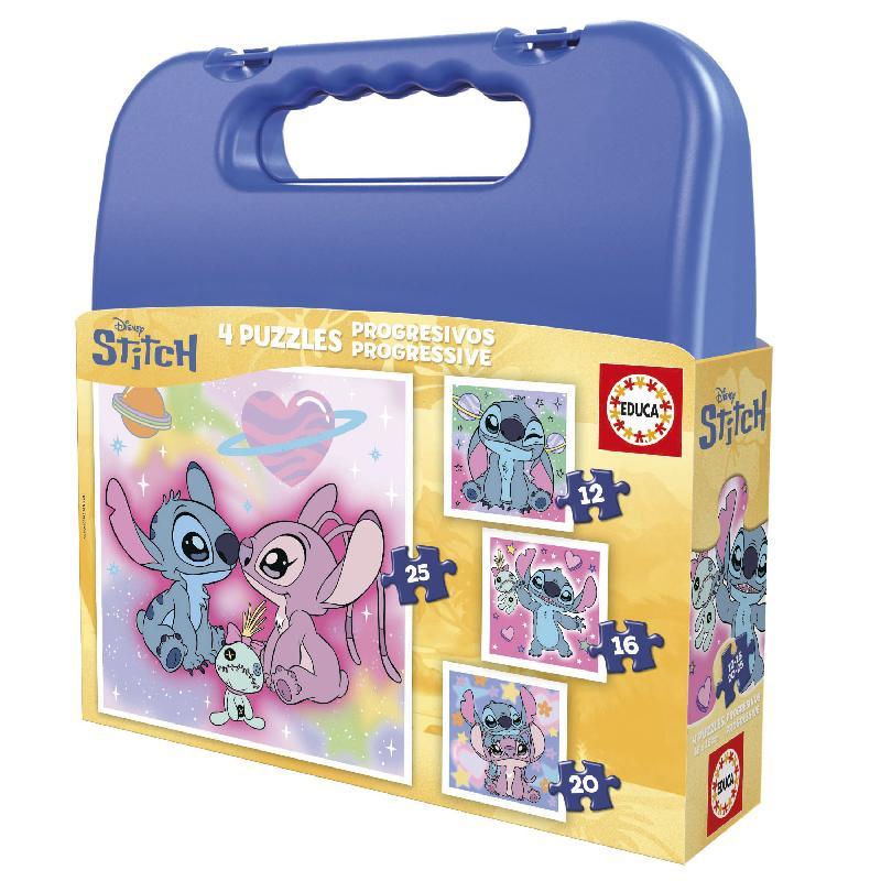PUZLE EDUCA MALETA 4 PUZLES STITCH